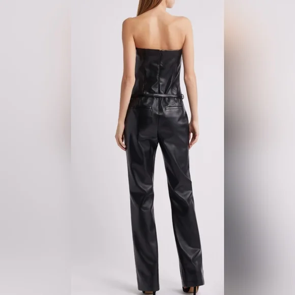 NEW Amanda Uprichard Black Uptown Amoret Faux Leather Jumpsuit | Sz XS - Picture 6 of 14